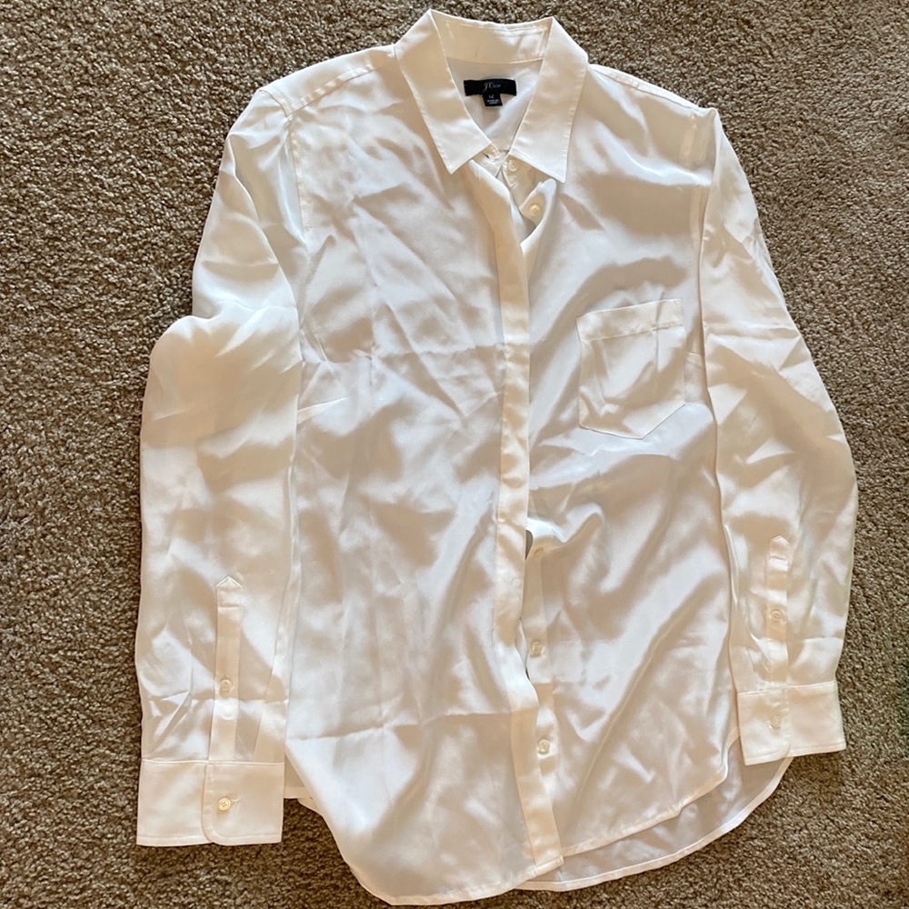 White satin button up top